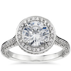 Blue Nile Studio Royal Halo Diamond Engagement Ring in Platinum (2/3 ct. tw.)